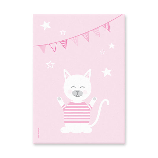 leinwand set "tier harmonie" motiv katze auf rosafarbenem hintergrund 