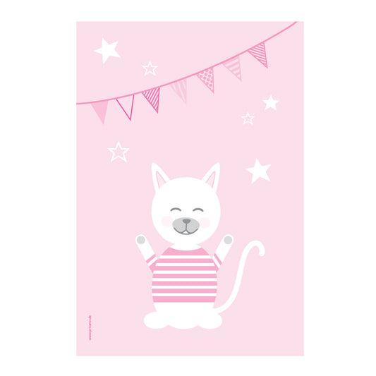 posterset "tier harmonie" motiv katze auf rosafarbenem hintergrund 