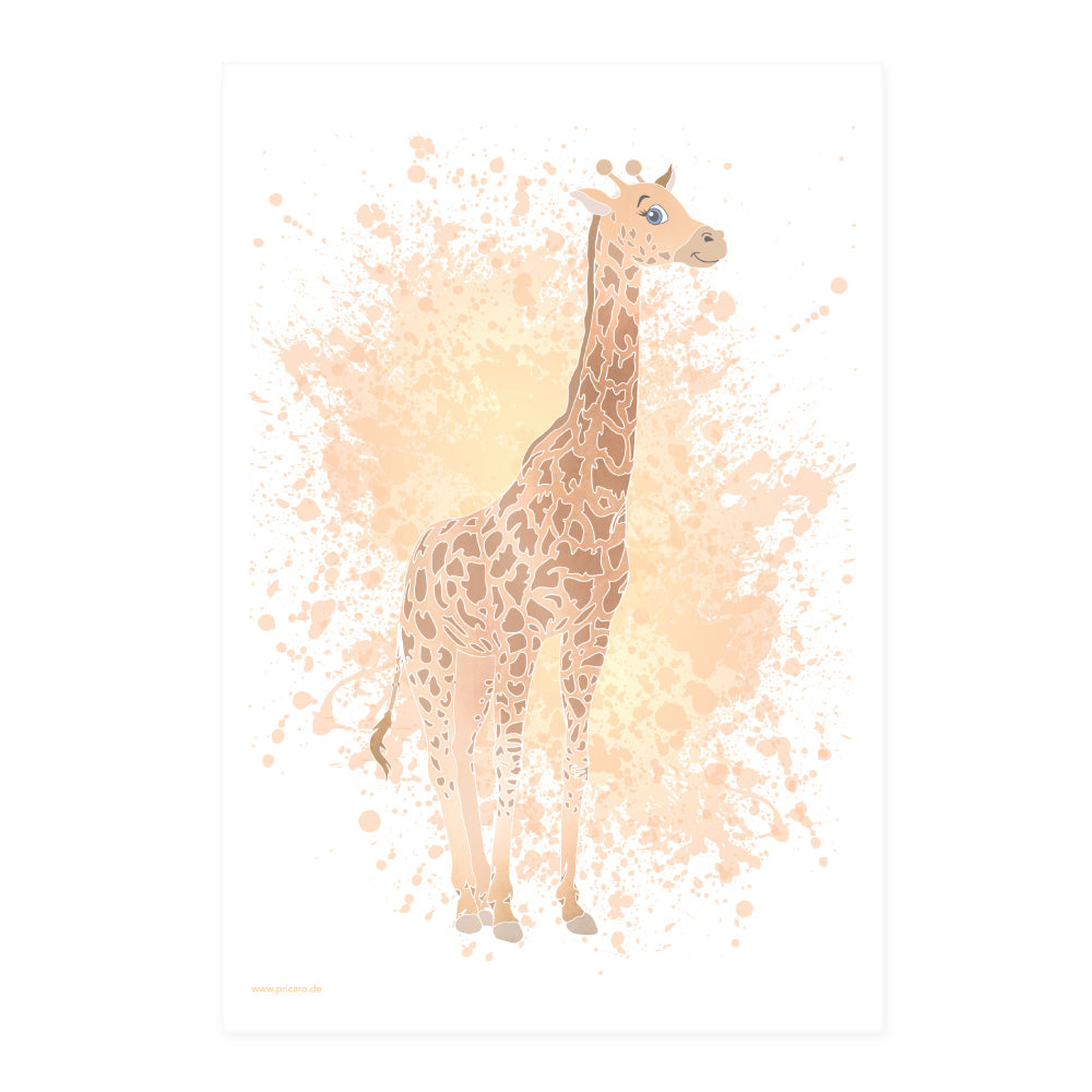 poster set "afrika tiere" motiv giraffe auf weißem hintergrund 