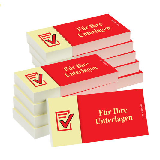 haftnotiz schmal, aufdruck "für ihre unterlagen", gelb-rote optik, 10er set