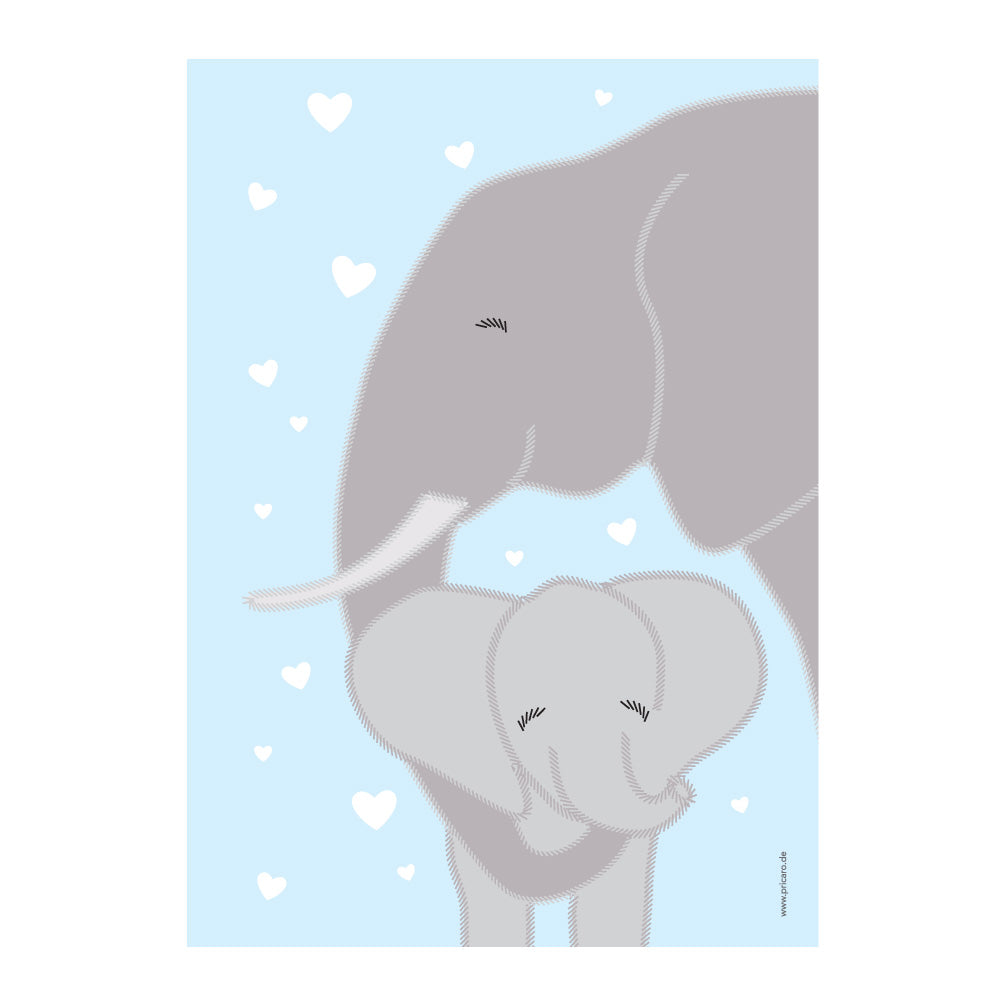 posterset "tierliebe", motiv elefantenmama mit kind