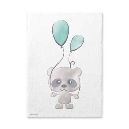 leinwand set "tierkinder", motiv panda mit luftballons auf weißem hintergrund