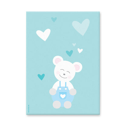 leinwand set "tier harmonie türkis" tiermotiv teddy auf türkisfarbenem hintergrund