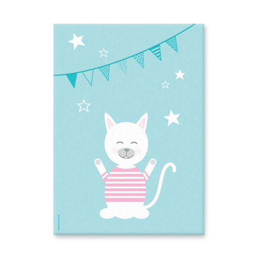 leinwand set "tier harmonie türkis" tiermotiv katze auf türkisfarbenem hintergrund