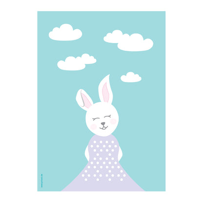 posterset "tier harmonie türkis" tiermotiv hase auf türkisfarbenem hintergrund