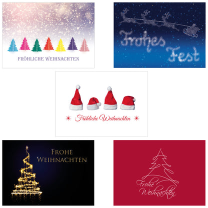 weihnachtspostkarten, motive 2, teil 1, 5 verschiedene motive