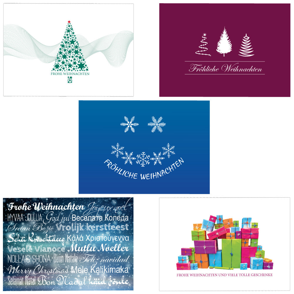weihnachtspostkarten, motive 3, teil 1, 5 verschiedene motive
