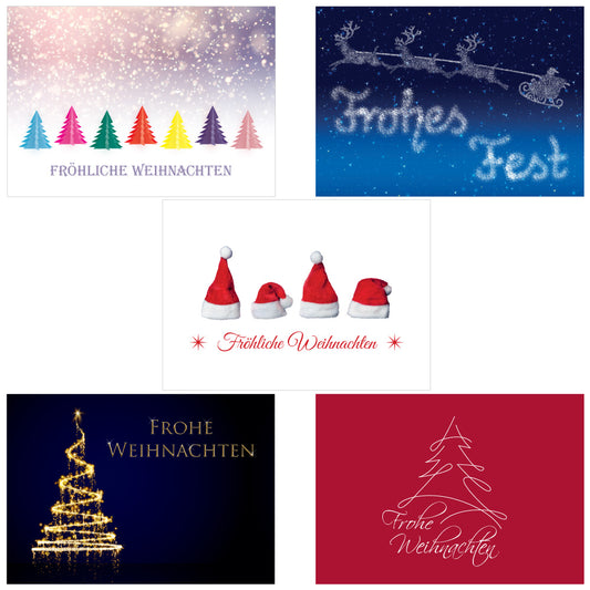 weihnachtsklappkarten, klein, 85x55mm, motive 2, erste fünf motive frontansicht