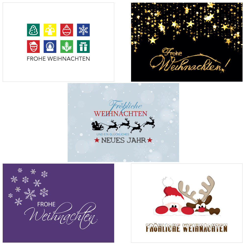 weihnachtsklappkarten, klein, 85x55mm, motive 3, zweiten fünf motive, frontansicht