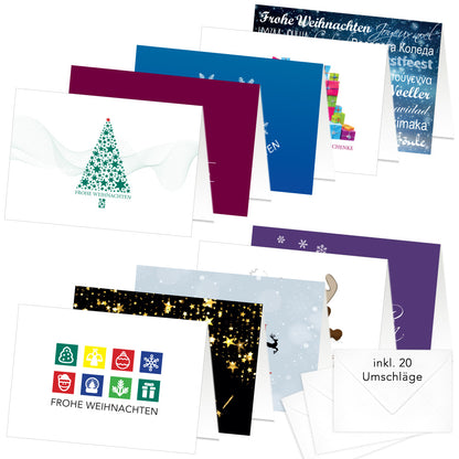 weihnachtskarten, motive 3, mit briefumschlägen, 10 verschiedene motive - je zweimal
