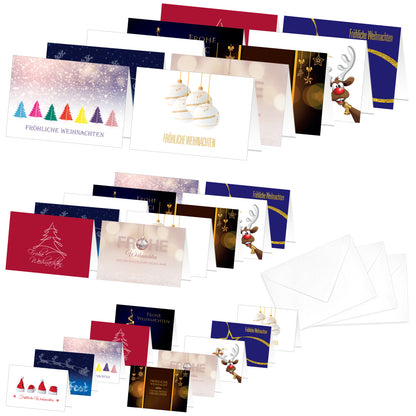 weihnachtskarten set mit briefumschlägen, motive 2, 10 verschiedene motive in unterschiedlichen größen enthalten sind.