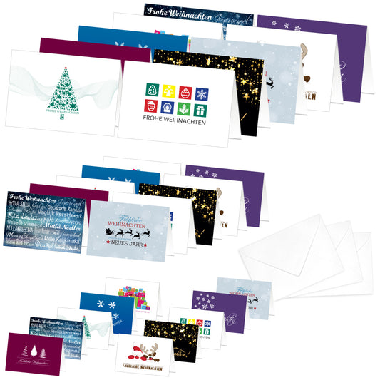 weihnachtskarten set mit briefumschlägen, motive 3, zehn verschiedene motive in drei unterschiedklichen größen