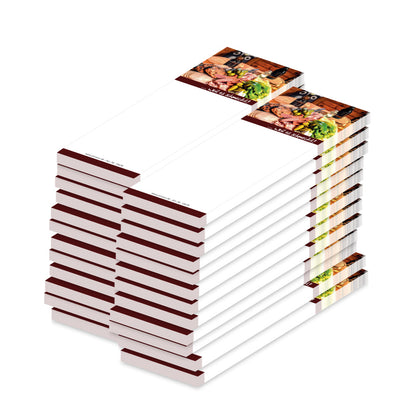 kellnerblock vesper, bunte optik mit einer abgebildeten vesperplatte und der aufschrift "weil es schmeckt", 24er set