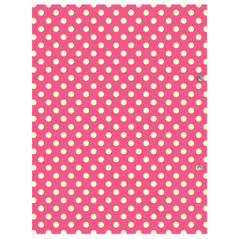 rezeptordner retro, a5, pinke optik mit gelben punkten, rückseite