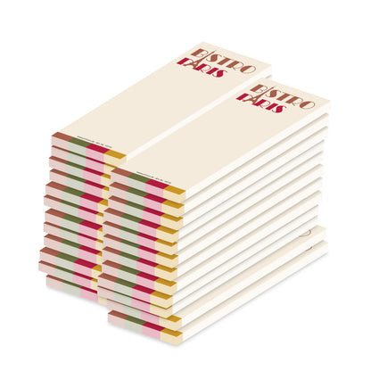 kellnerblock bistro paris, beige, bunte optik mit der aufschrift "bistro paris", 24er set