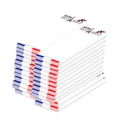 kellnerblock restaurant französich, weiß, blau, rote optik mit der aufschrift "bistro restuarant", 24er set