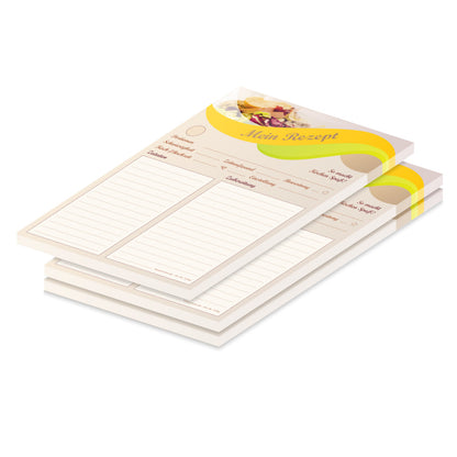 rezeptblock balance, a5, beige-gelbe optik mit platz für zutaten und zubereitungsschritte, 3er set