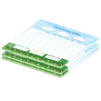 belohnungsplan wolken, blau bunte optik, geeignet für bis zu drei kinder, 3er set 