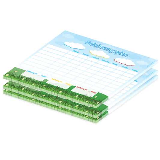 belohnungsplan wolken, blau bunte optik, geeignet für bis zu drei kinder, 3er set 