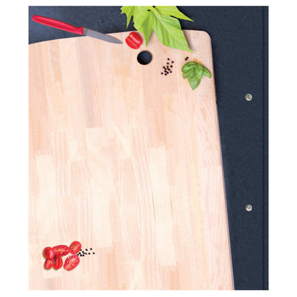 rezeptordner schneidebrett, schwarze optik mit holzschneidebrett und der aufschrift meine rezepte, rückseite