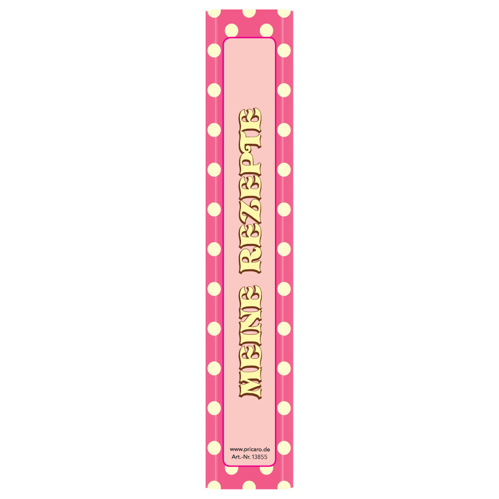 rezeptordner retro, pink-gelbe optik ansicht ordnerrücken