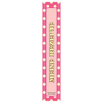 rezeptordner retro, pink-gelbe optik ansicht ordnerrücken