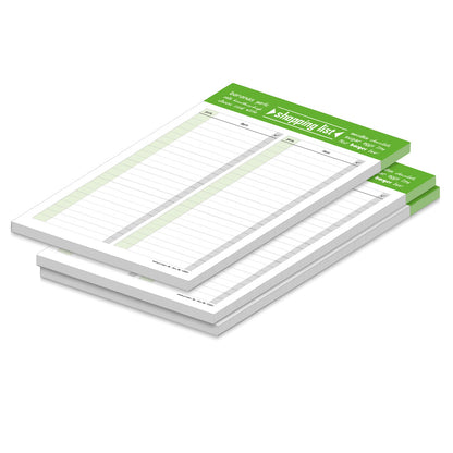 einkaufsliste typo grün, a5, magnetisch, englische sprachversion, mit spalten für produkt und stückzahl, 3er set