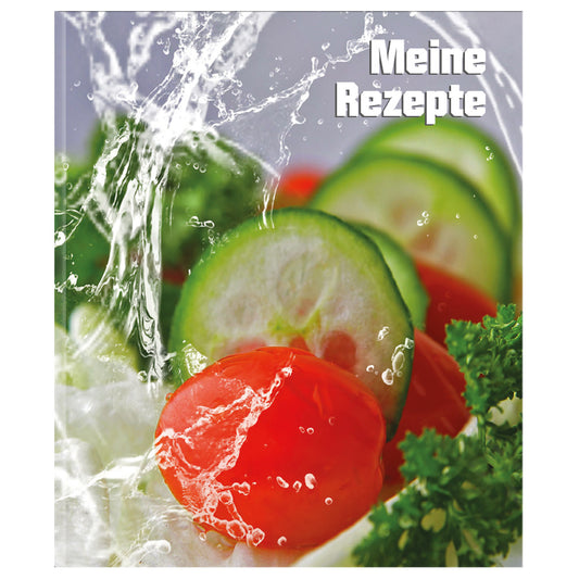 rezeptordner a4, frisches gemüse, frontansicht geschlossen, mit abgebildetem frischem gemüse und er aufschrift meine rezepte