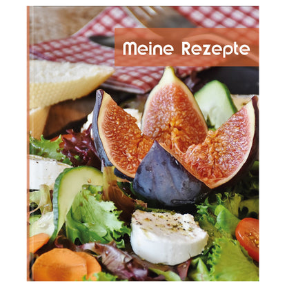 rezeptordner a4, french salad, vorderseite, abgebildet salat mit ziegenkäse und feigen und der aufschrift meine rezepte