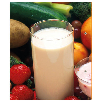 rezeptordner a4, bunte zutaten rückseite, abgebildet gemüse, obst und milch ohne weitere aufschrift