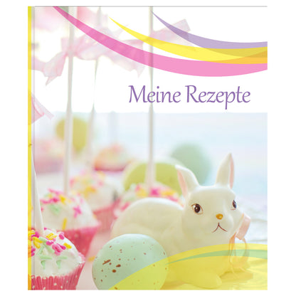 rezeptordner a4, cake pop vorderseite, abgebildet sind cake pops und osterdeko und die aufschrift meine rezepte