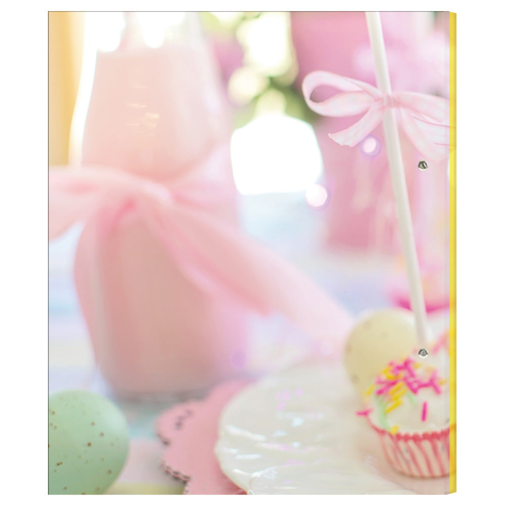 rezeptordner a4, cake pop rückseite, abgebildet sind cake pops auf einem gedeckten tisch