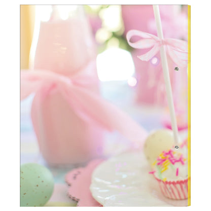 rezeptordner a4, cake pop rückseite, abgebildet sind cake pops auf einem gedeckten tisch