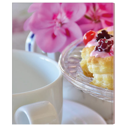 rezeptordner a4, sweet pate rückseite, abgebildet sind kleine, süße pasteten und eine kaffeetasse