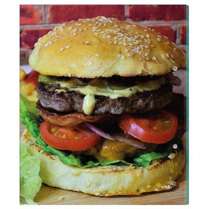 rezeptordner a4, american burger, rückseite, abgebildet ist ein burger