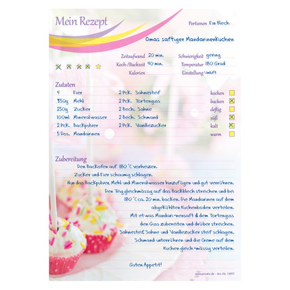 rezeptblock cake pop, a5, bunte optik mit cake pops sowie platz für zutaten und zubereitungsschritte, ausfüllbeispiel
