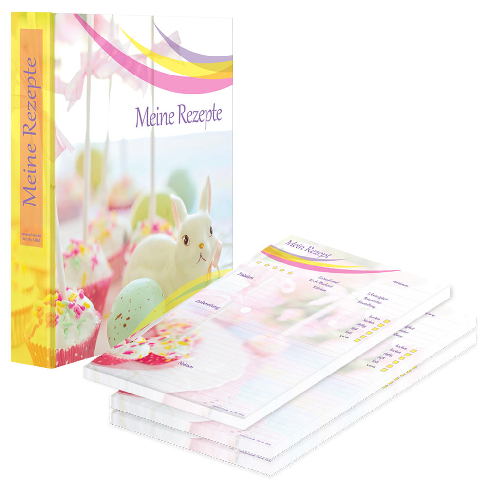 rezeptordner und rezeptblock cake pop, a4, bunte optik cake pops und osterdeko