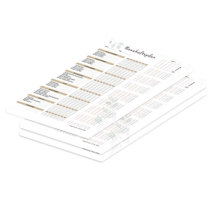 putzplaner blätter, mit vorgedruckten aufgaben zum abhaken,weiße-beige optik, 3er set