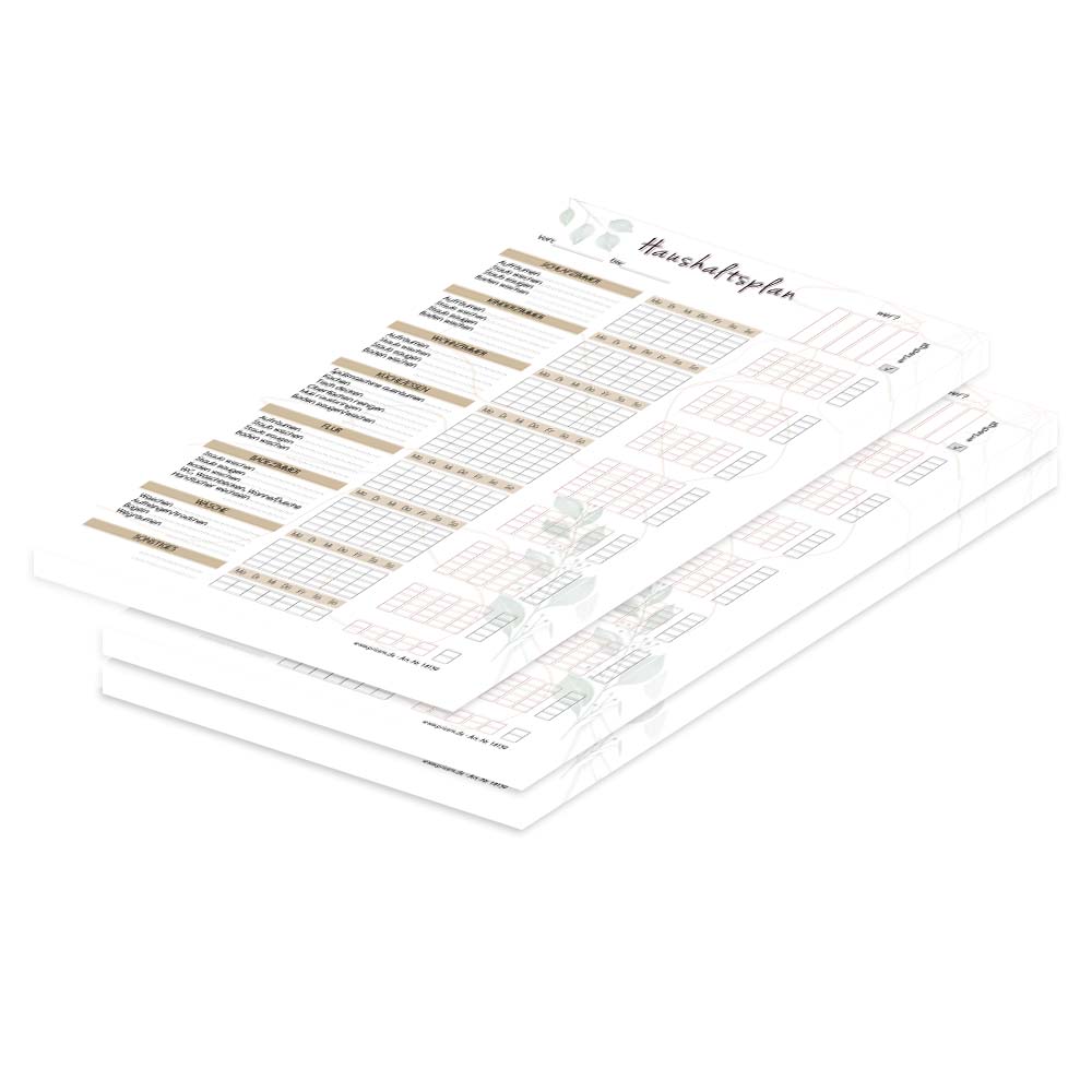 putzplaner blätter, mit vorgedruckten aufgaben zum abhaken,weiße-beige optik, 3er set