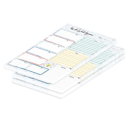 wochenplaner doodles, hochformat, grau-bunte optik, 3er set