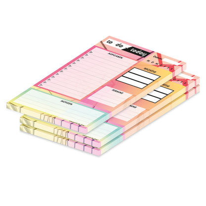 to do liste today, a5, bunte optik, zeilen für aufgaben und zusätzlicher notizbereich für weitere notizen, 3er set