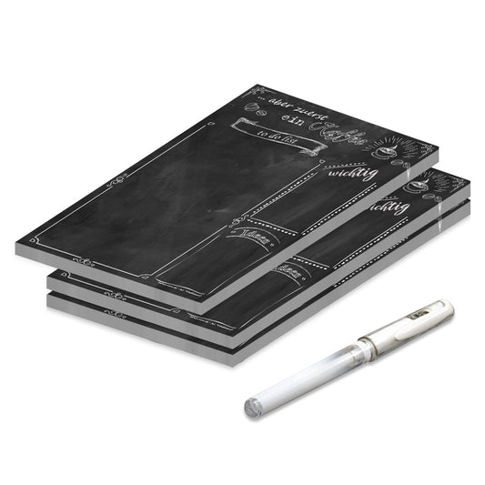 to do liste chalkboard, mit stift, a5, schwarz-weiß optik im stil einer schultafel, 3er set