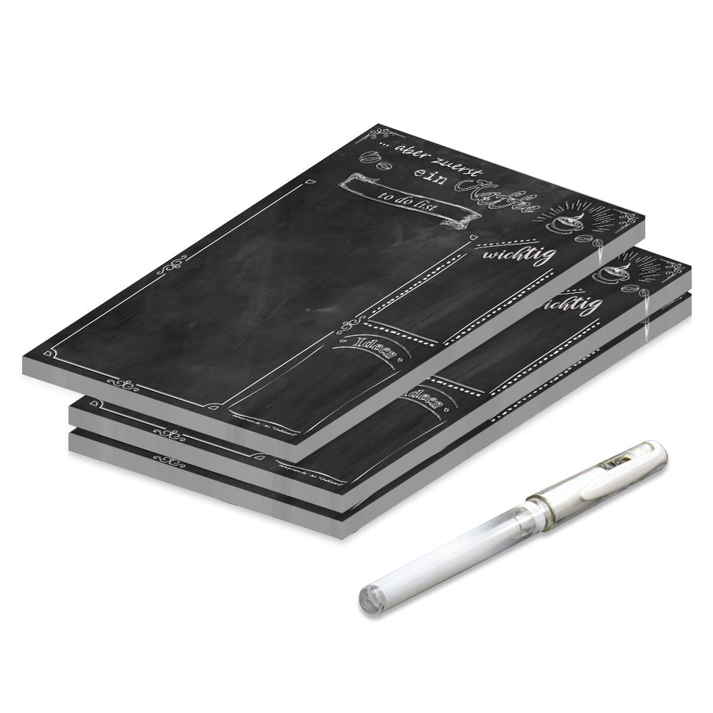 to do liste chalkboard, mit stift, schwarz-weiß optik im stil einer schultafel, a5, 3er set