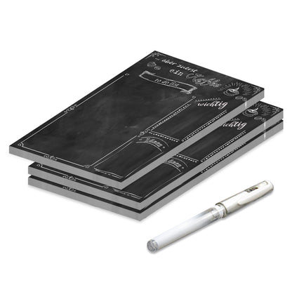 to do liste chalkboard, mit stift, schwarz-weiß optik im stil einer schultafel, a5, 3er set