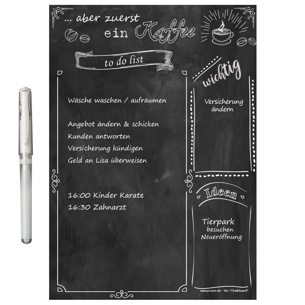 to do liste chalkboard, mit stift, a5, ausfüllbeispiel