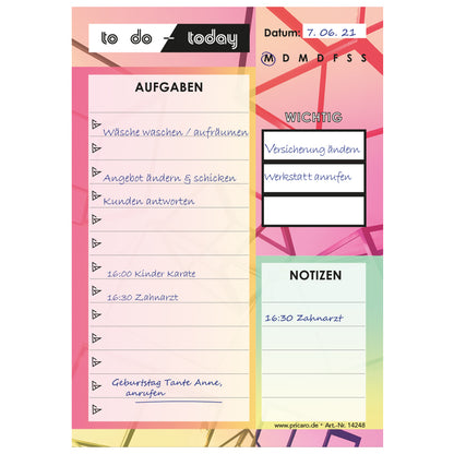 to do liste today, a6, ausfüllbeispiel