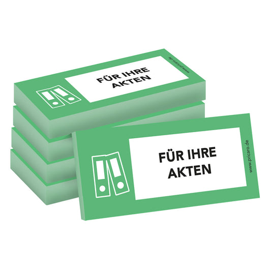 haftnotiz schmal, mit aufdruck "für ihre akten", grüne optik, 5er set
