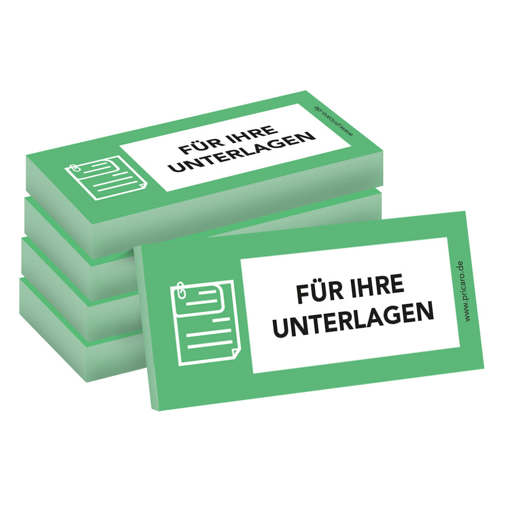 haftnotiz schmal, mit aufdruck "für ihre unterlagen", grüne optik, 5er set