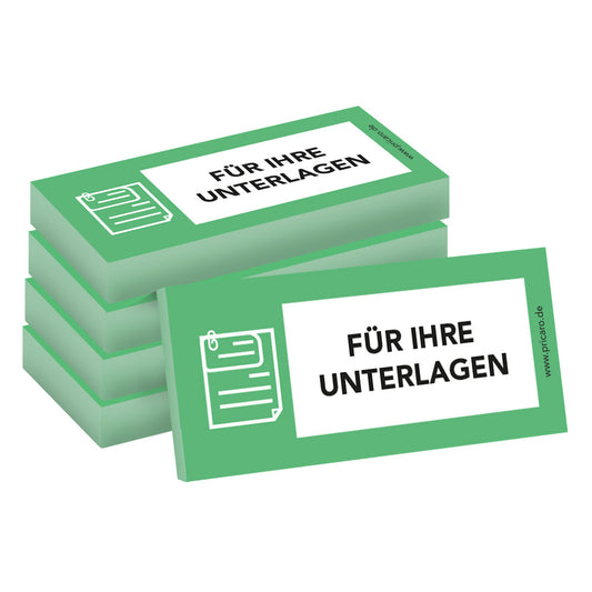 haftnotiz schmal, mit aufdruck "für ihre unterlagen", grüne optik, 5er set
