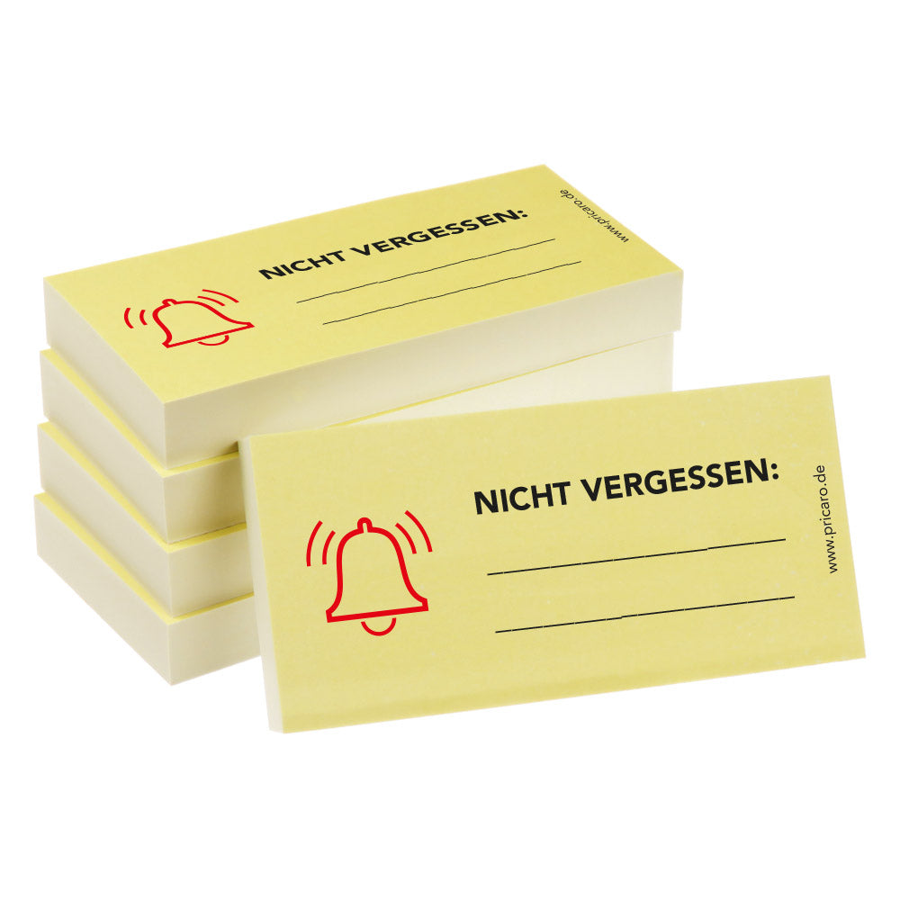 haftnotiz schmal, mit aufdruck "nicht vergessen", gelbe optik, 5er set